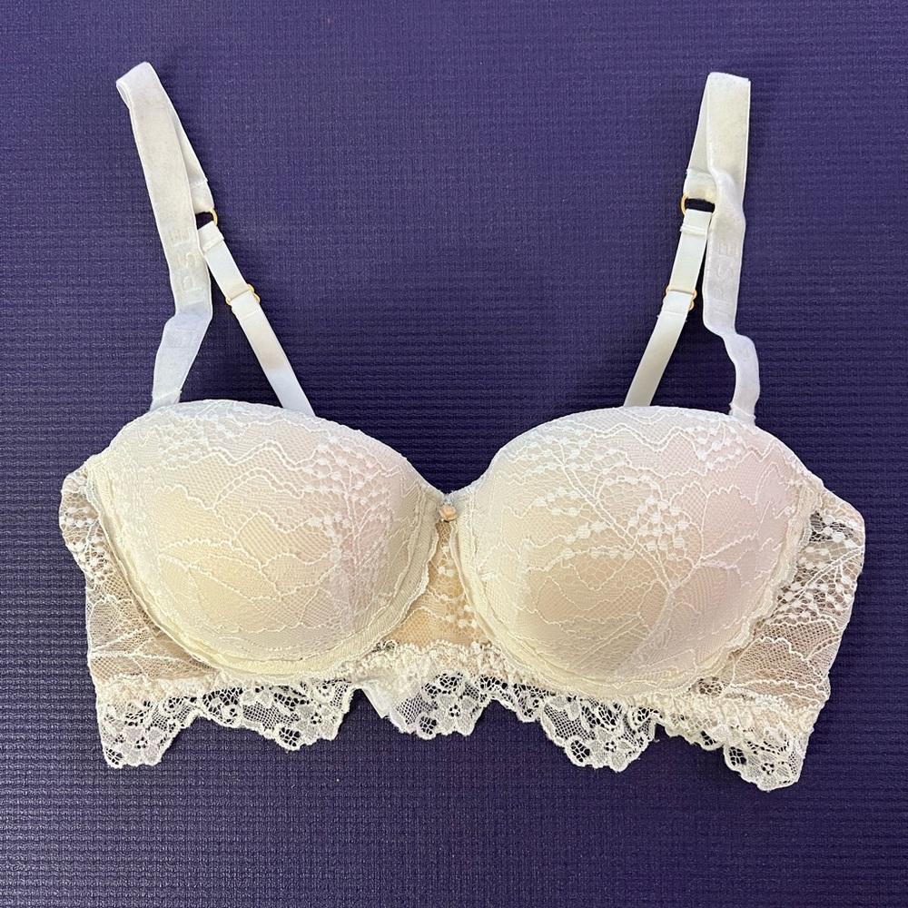 Lace Trim Cream Bra
